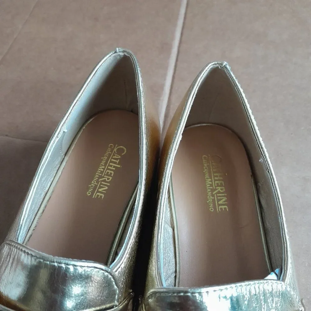 Catherine Malandrino Women’s Shoes Gold Loafer Slip On Casual New Size 8